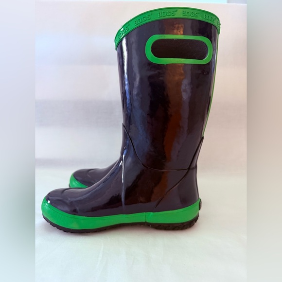 BOGS Navy and Green Rain Boots Kids Size 1 - Picture 6 of 8